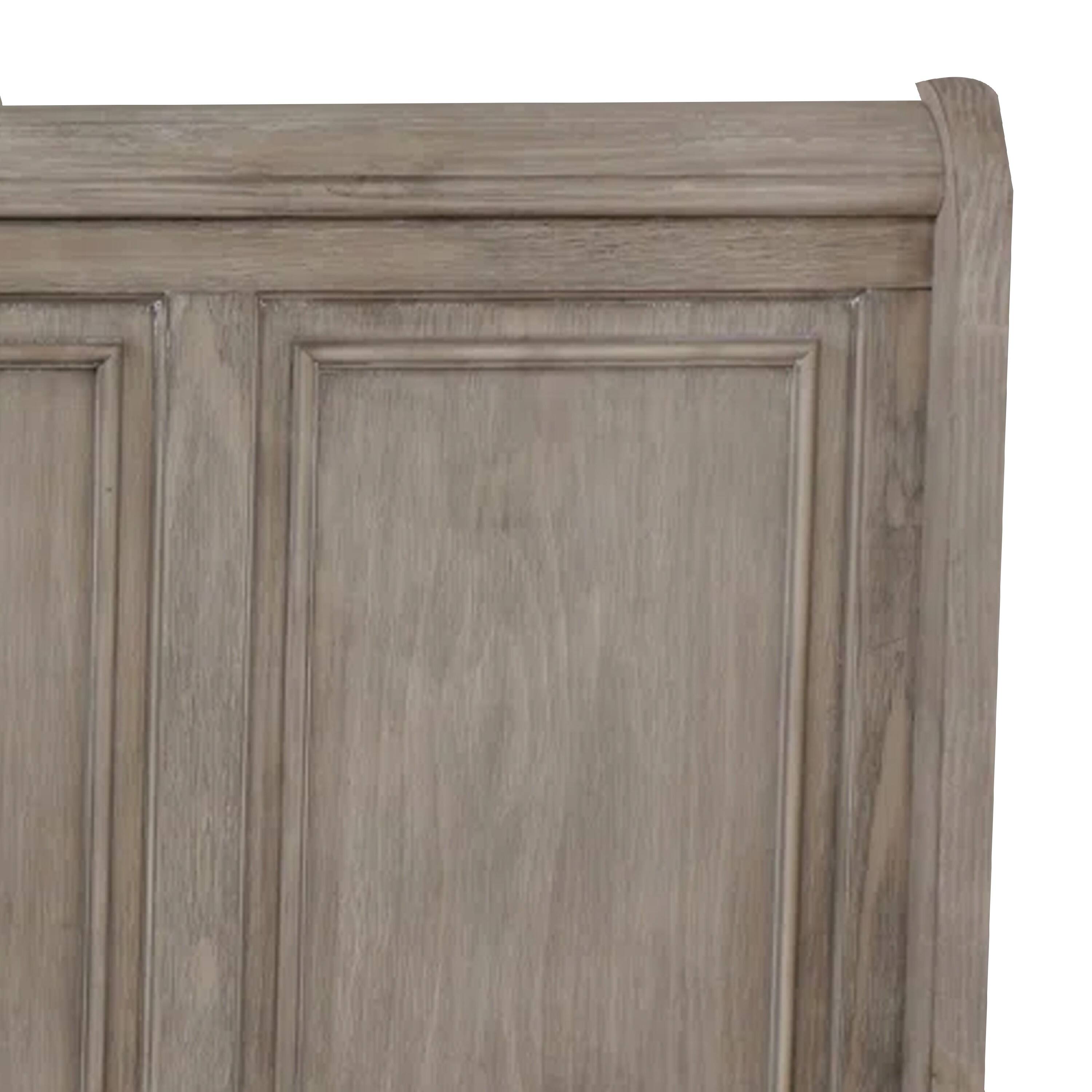 Alt View 1. Manhattan Lane - Ava Queen Bed with Footboard Storage and Bun Feet, Gray Solid Wood - Gray, Bronze.