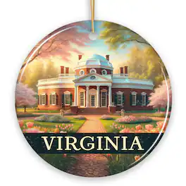 OrnamentallyYou - Classic Virginia Jefferson’s Monticello Christmas Ornament, Southern Charm Gift and American History - Multi-colored