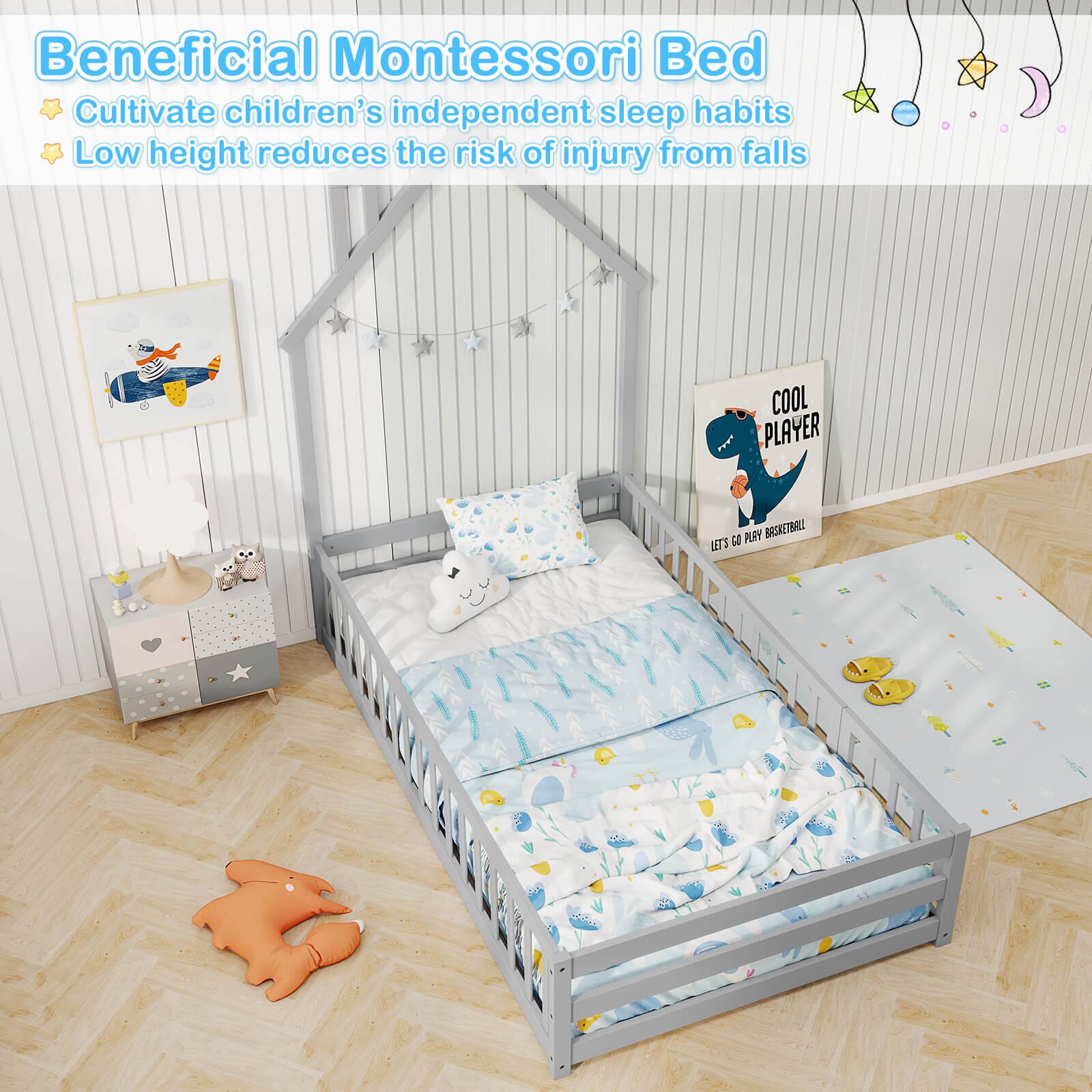 Beneficial Montessori Bed: Cultivate children's independent sleep habits. Low height reduces the risk of injury from falls.