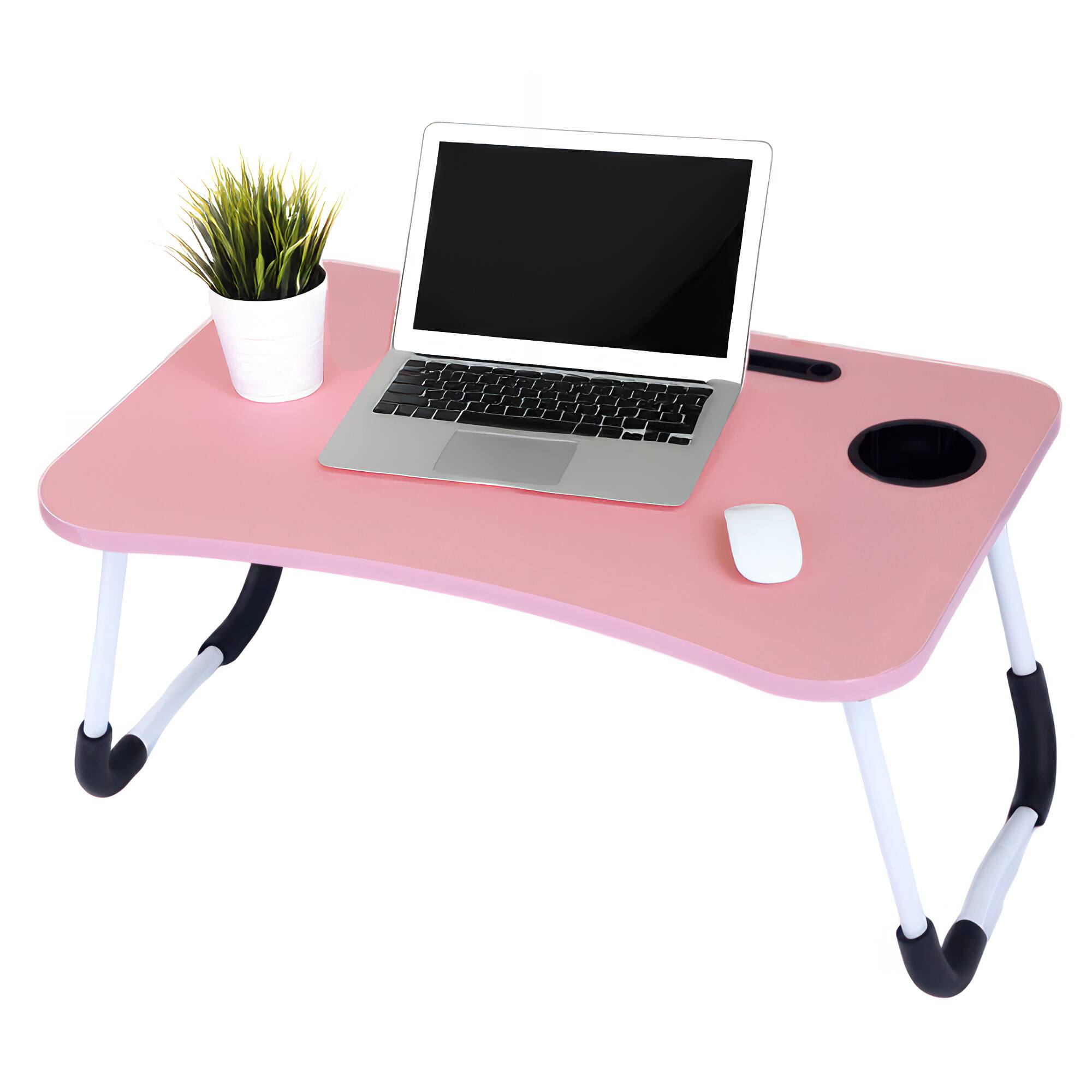 Alt View 1. FC Design - FC Design 2 Pack Foldable Laptop Cumputer Table, Breakfast Serving Bed Tray, Lap Desk with Foldable Leg - Pink/Blue - Pink and Blue.