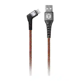 ToughTested - 6ft 90° Angled Lightning to USB-A Cable | MFi Certified Rugged Braided iPhone Fast Charger Cord