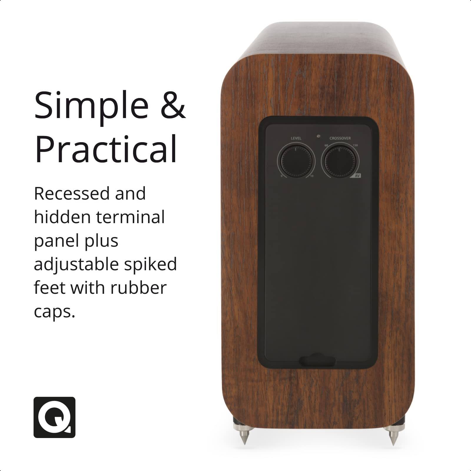 Simple & Practical  
Recessed and hidden terminal panel plus adjustable spiked feet with rubber caps.