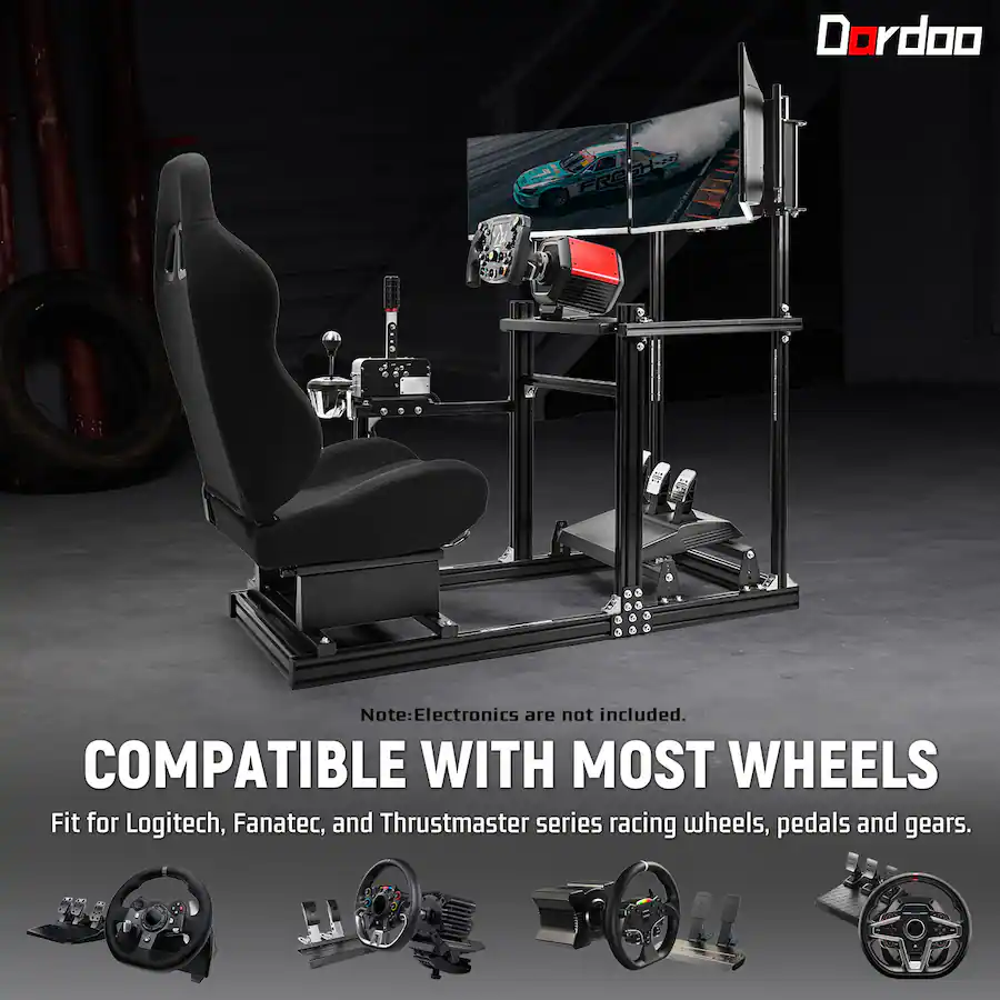 Custom Sim Cockpits Dardoo 3060 Aluminum Racing Simulator Cockpit with Seat and Triple TV ...