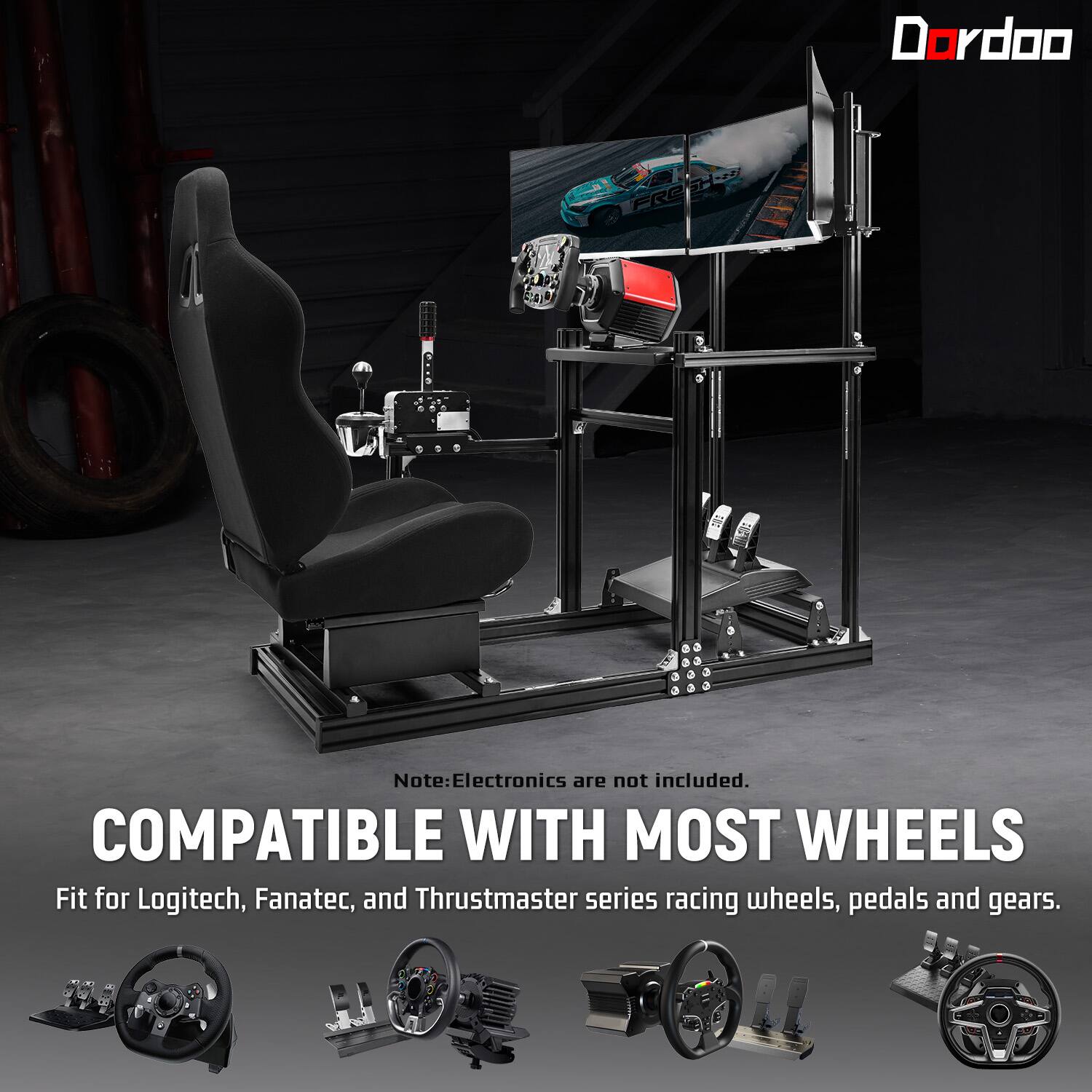 Dardoo 3060 Aluminum Racing Simulator Cockpit with Seat and Triple TV ...