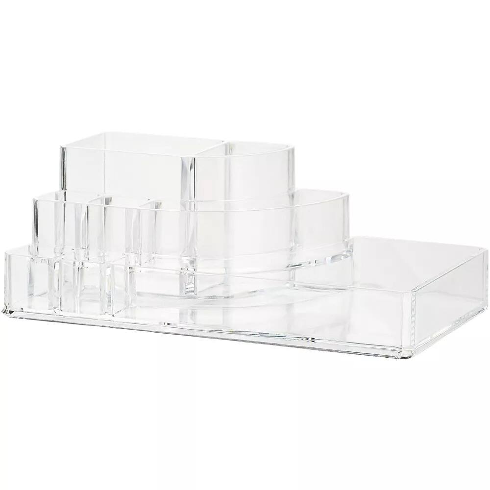 Back. Elle - Acrylic Cosmetic Organizer, Clear Makeup and Skincare Storage Holder for Brushes and Beauty Supplies - Clear.