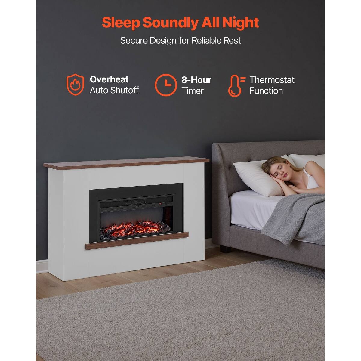 Sleep Soundly All Night  
Secure Design for Reliable Rest  

- Overheat Auto Shutoff  
- 8-Hour Timer  
- Thermostat Function