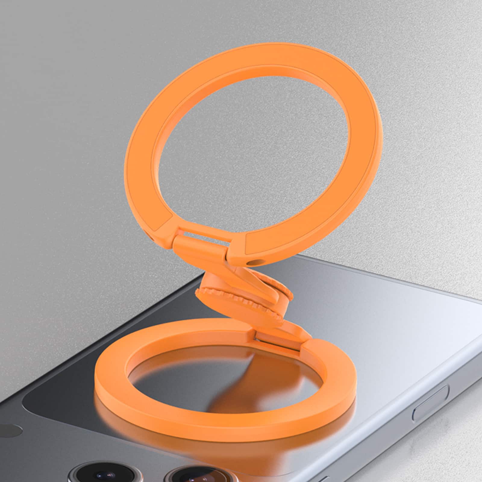 Dteck - Double Sided Magnetic Phone Grip Ring Holder for Apple iPhone, Foldable Zinc Alloy Stand with Fun Gyro Spinner Function - Orange
