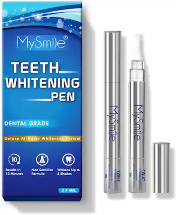 MySmile
TEETH WHITENING PEN
DENTAL GRADE
Deluxe At-Home Whitening System
- Results In 10 Minutes
- Non Sensitive Formula
- Whitens Up to 8 Shades
2 X 4ML
For first use:
- Release TWIST more use Gel
- 2ML
For more use:
- Release TWIST more use Gel
- 2ML
MySmile
MySmile
MySmile