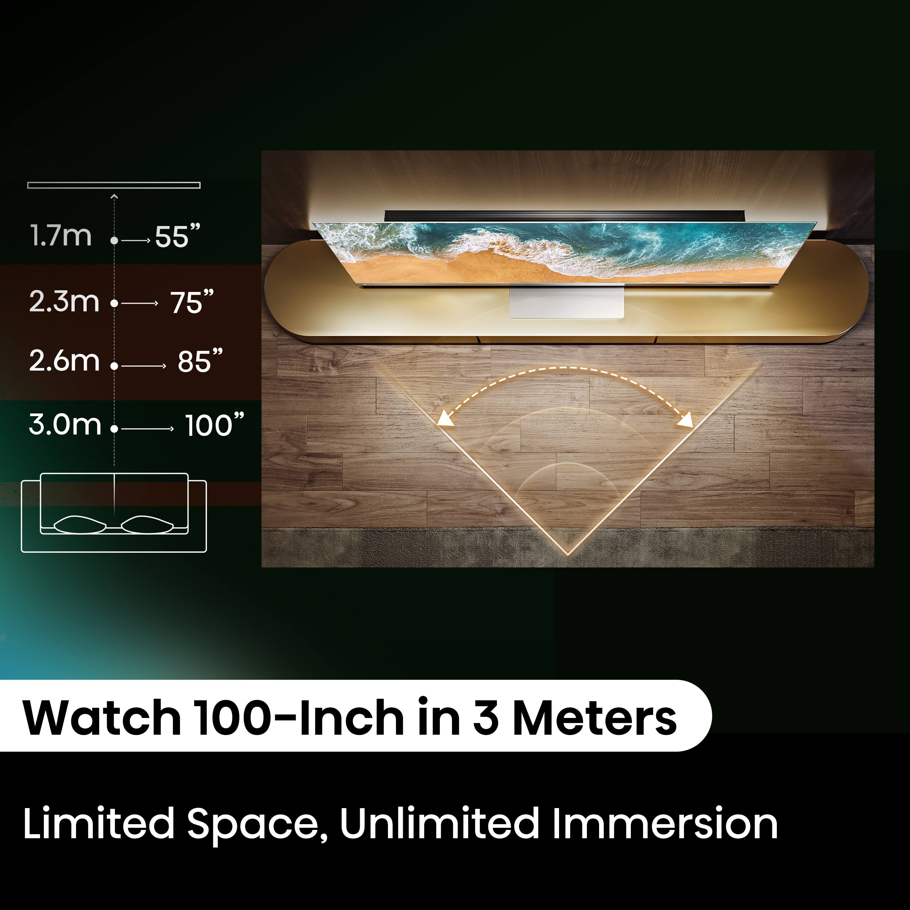 Watch 100-Inch in 3 Meters Limited Space, Unlimited Immersion