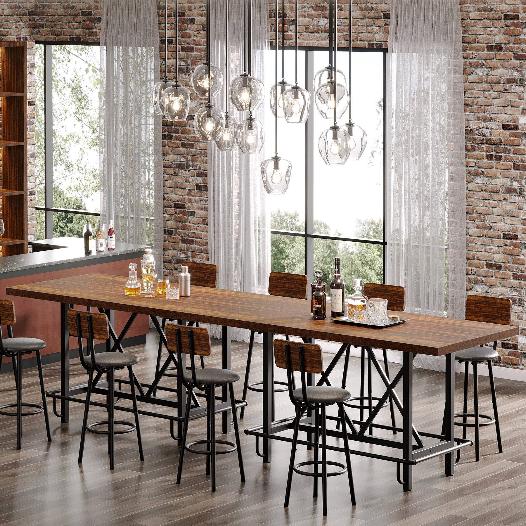 Back. Tribesigns - Farmhouse Bar Table with Rectangular Top for Everyday Dining and Home Entertaining - Brown.
