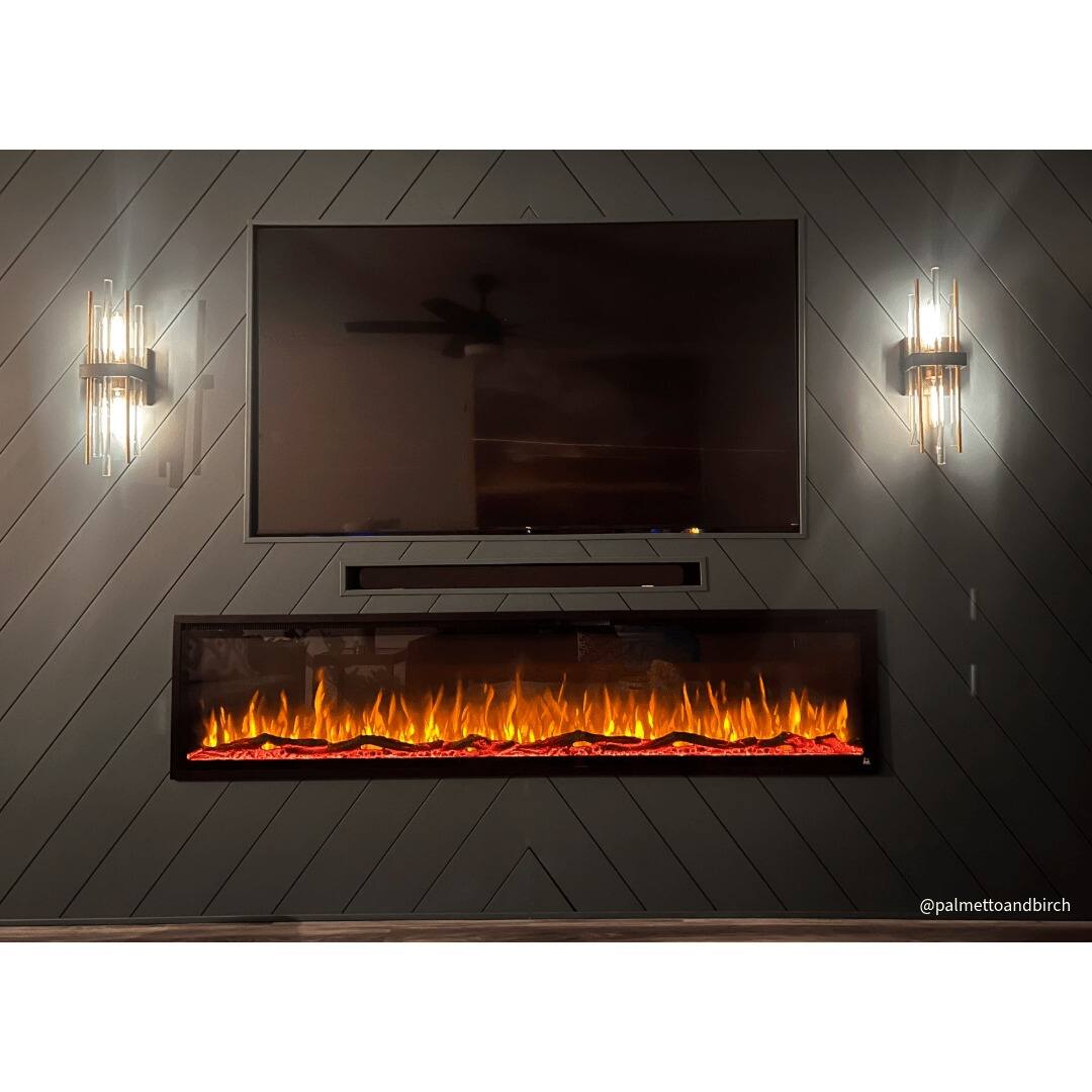 Alt View 9. Touchstone Home Products - 100 in. Wall Mounted Recessed Sideline Elite Smart Electric Fireplace 1500W - Black.