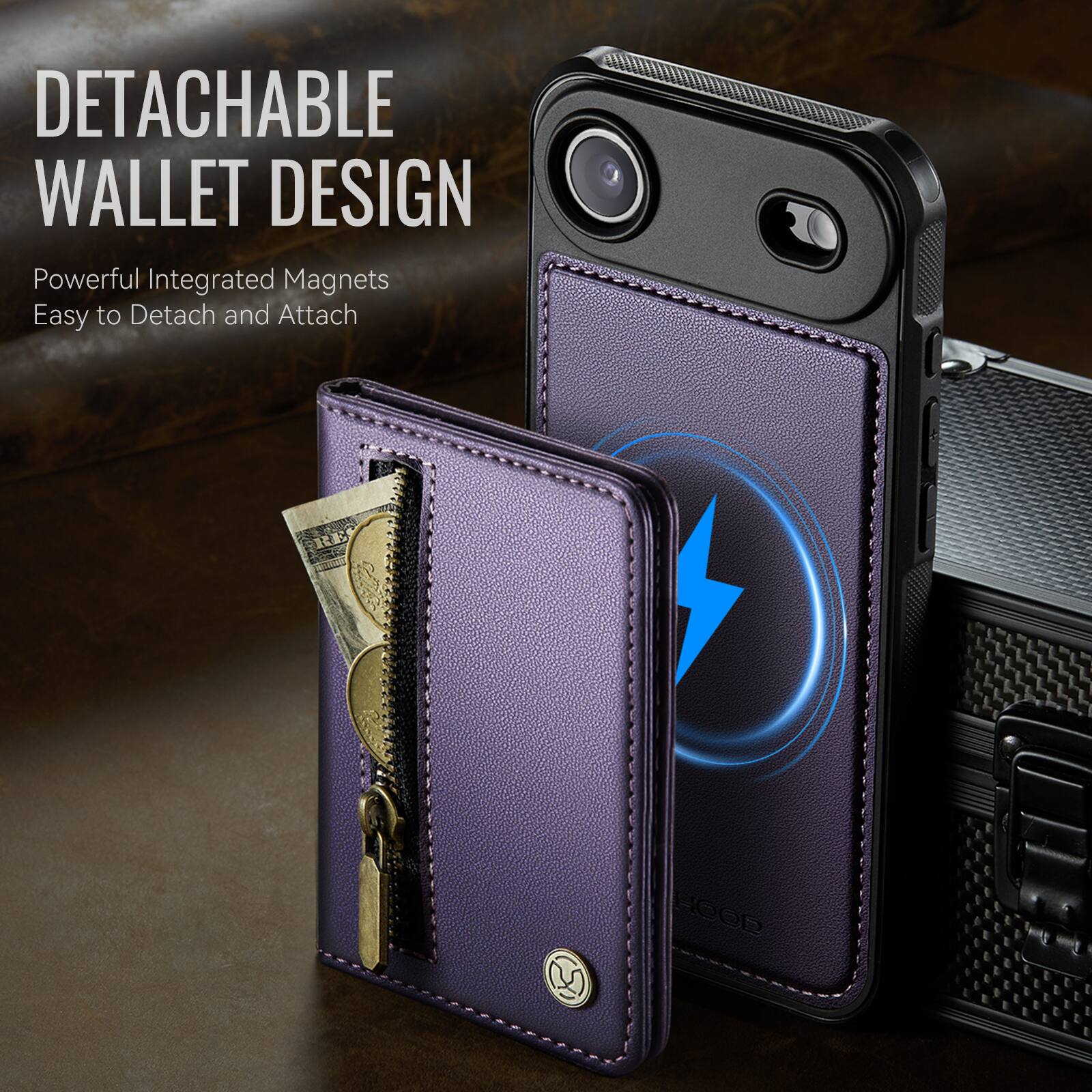 DETACHABLE WALLET DESIGN  
Powerful Integrated Magnets  
Easy to Detach and Attach