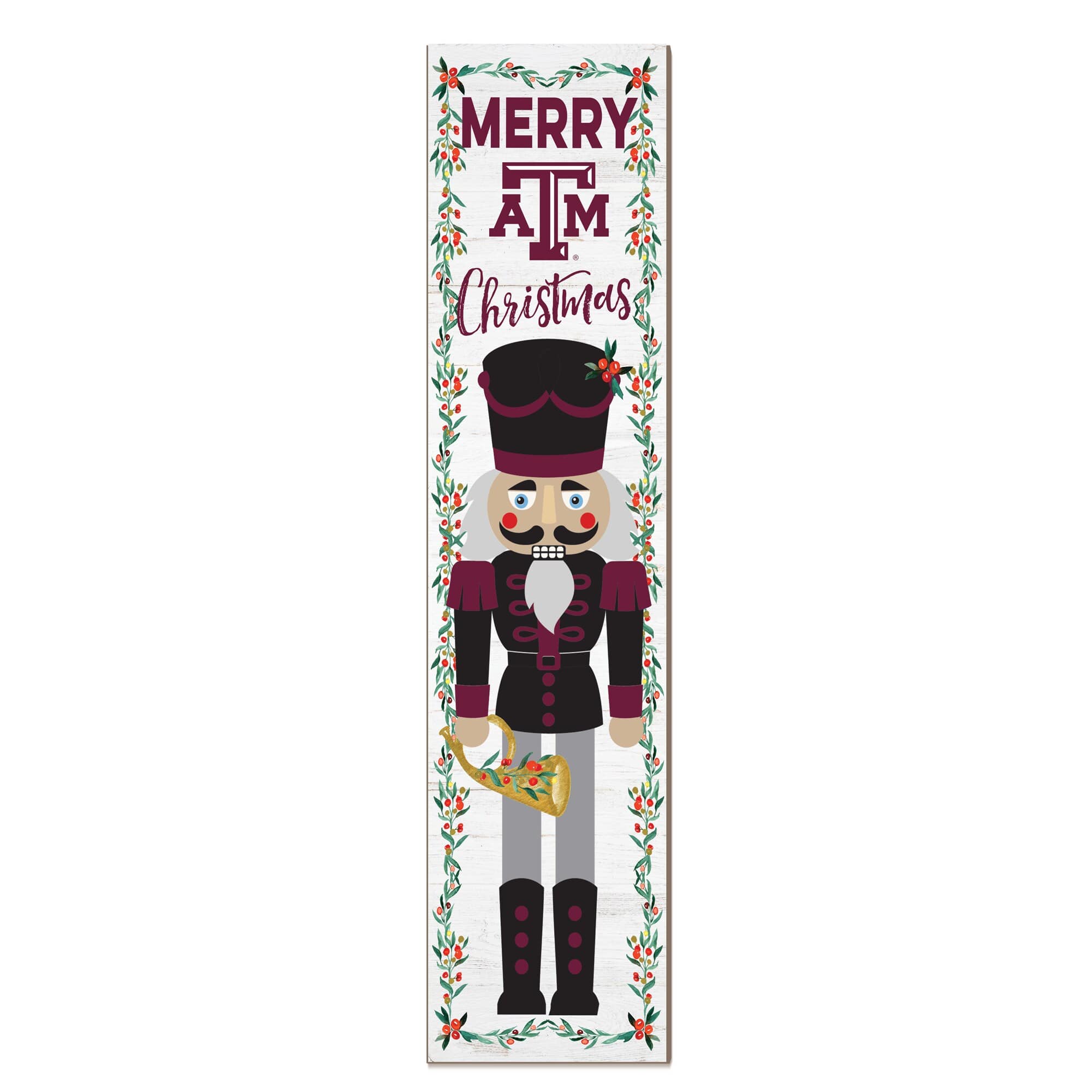 Jardine - Texas A&M Aggies 11" x 46" Nutcracker Holiday Leaner Sign - White