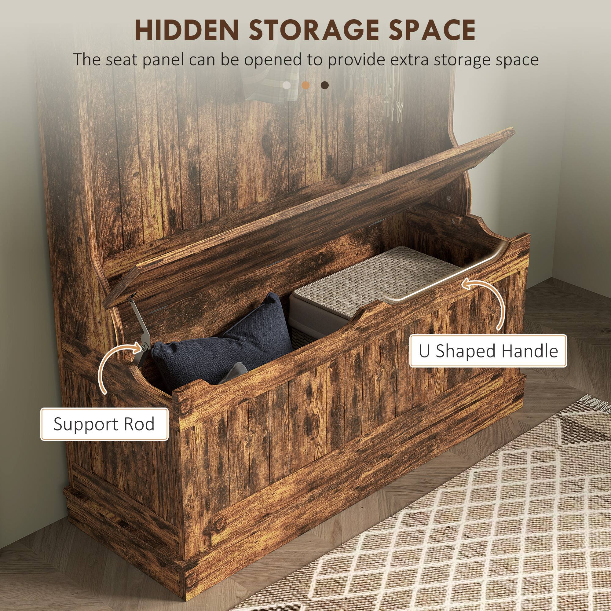 HIDDEN STORAGE SPACE
The seat panel can be opened to provide extra storage space
U Shaped Handle
Support Rod