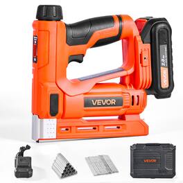 VEVOR - Cordless Brad Nailer, 2-in-1 Nail Gun Staple Gun, 18 Gauge 5/8 inch, Includes 1000 Pcs Staples and 1000 Pcs Nails - Orange;Black