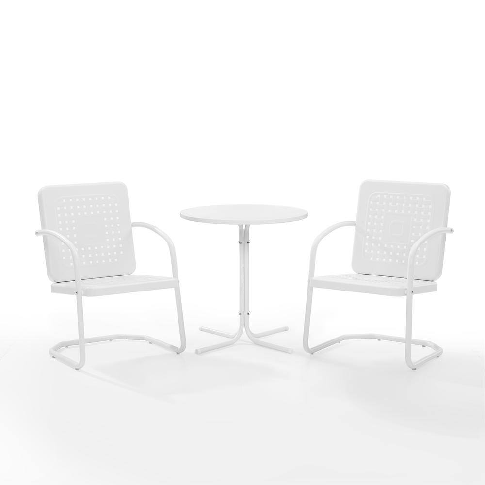 Alt View 4. Crosley Furniture - Bates 3Pc Retro Outdoor Bistro Set - Bistro Table & 2 Armchairs - White Gloss.