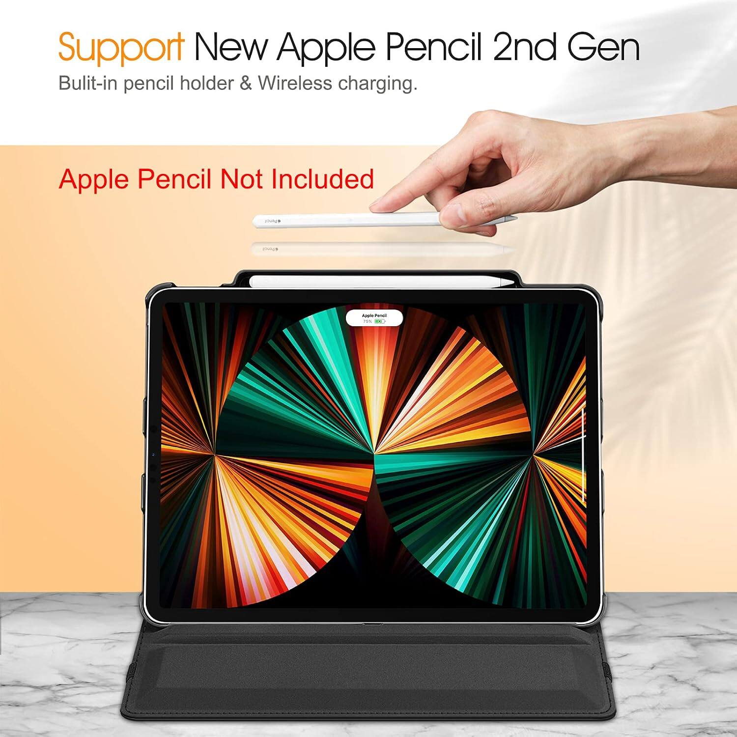 Support New Apple Pencil 2nd Gen  
Built-in pencil holder & Wireless charging.  
Apple Pencil Not Included  
#ylucy  
Apple Pencil 25%