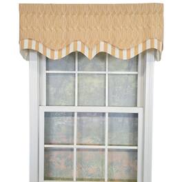 RLF Home - 100% Cotton Fall D-Regal Fully lined Windows Rod Pocket Valance 50" x 17" - Tan