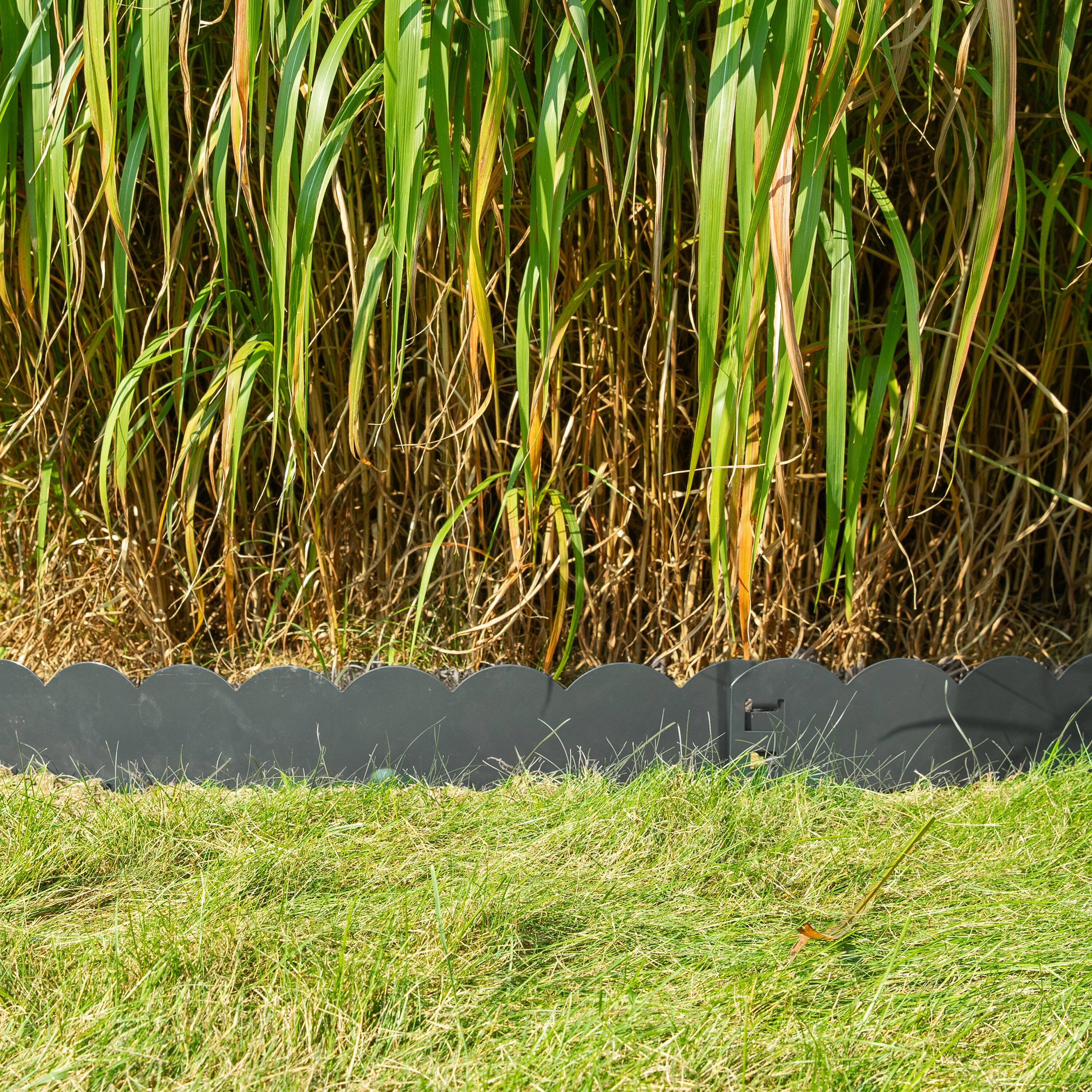 Alt View 4. Sunnydaze - 5-Piece Steel Scalloped Garden Edging Border - 41.75" - Gray.