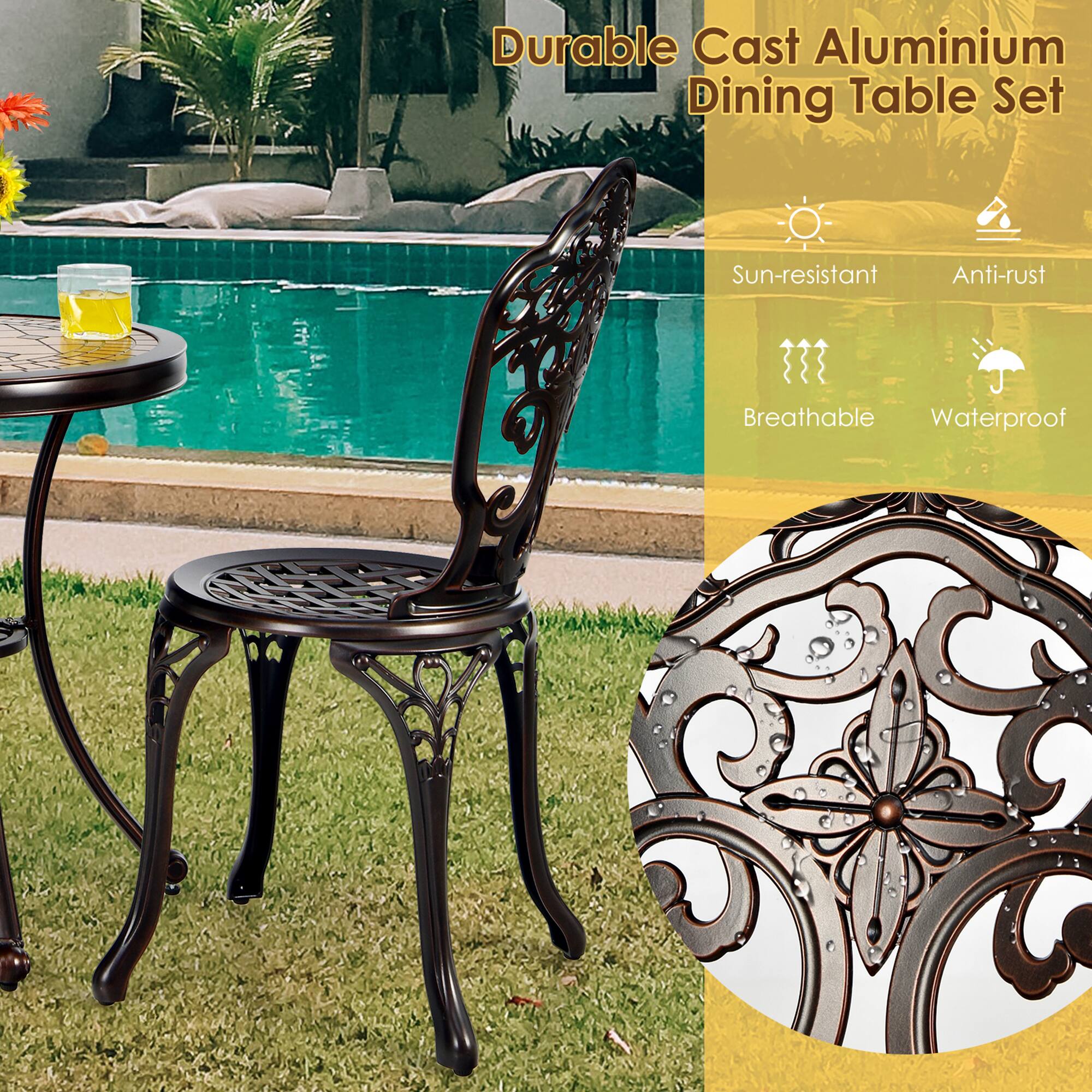 Durable Cast Aluminium Dining Table Set

- Sun-resistant
- Anti-rust
- Breathable
- Waterproof
