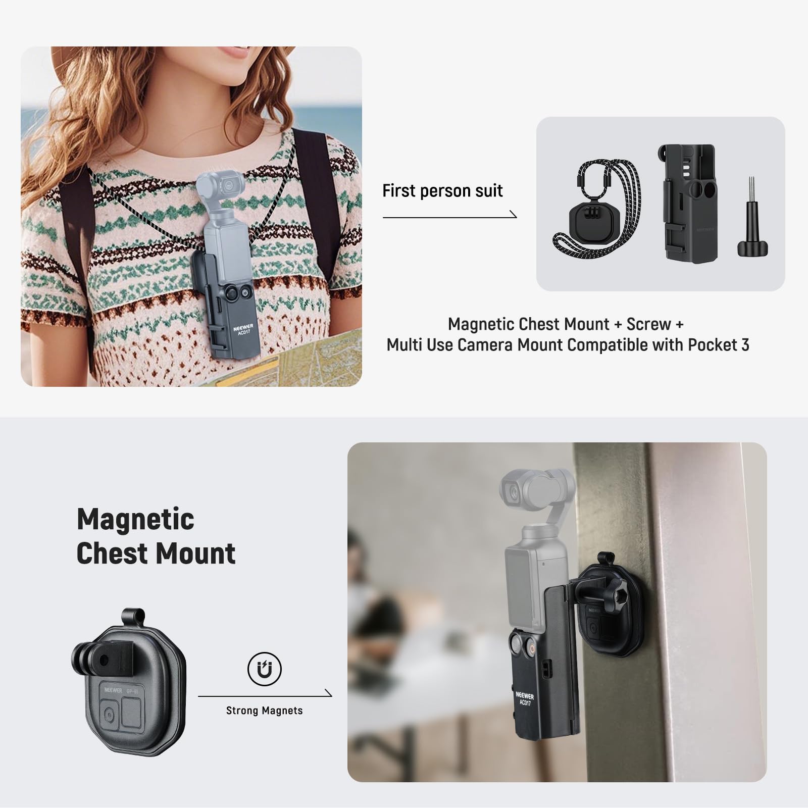 First person suit Rparo Magnetic Chest Mount + Screw + Multi Use Camera Mount Compatible with Pocket 3 Magnetic Chest Mount MERS I Strong Magnets NEWER

First person suit

Magnetic Chest Mount + Screw + Multi Use Camera Mount Compatible with Pocket 3

Magnetic Chest Mount

Strong Magnets