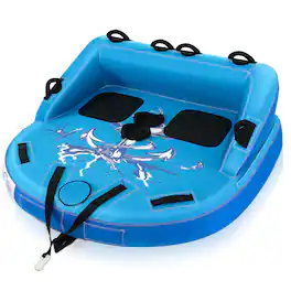 Gymax - 2 Person Inflatable Towable Tubes for Boating Water Tubes for Boats to Pull - Blue