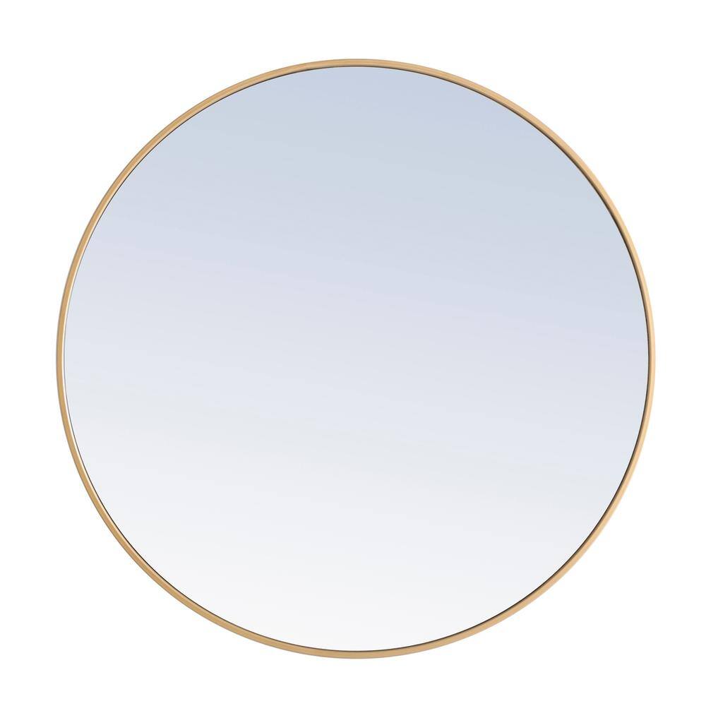 Alt View 2. Elegant Decor - Metal frame Round Mirror 36 inch Brass finish - Brass.