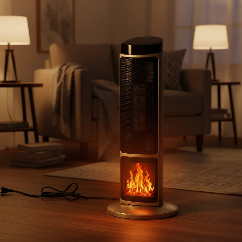 Alt View 4. AOITUN - 23inch Space Heater 3D Hyper-Realistic Flame with Remote, 1500W Electric Ceramic Tower Heater.