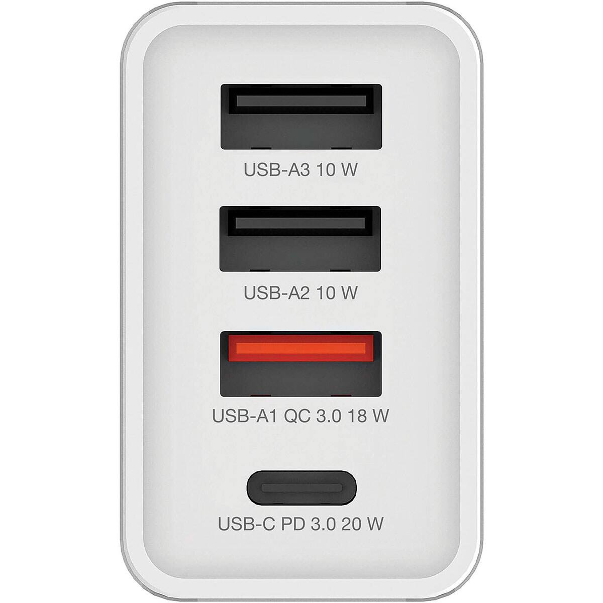 USB-A3 10 W  
USB-A2 10 W  
USB-A1 QC 3.0 18 W  
USB-C PD 3.0 20 W