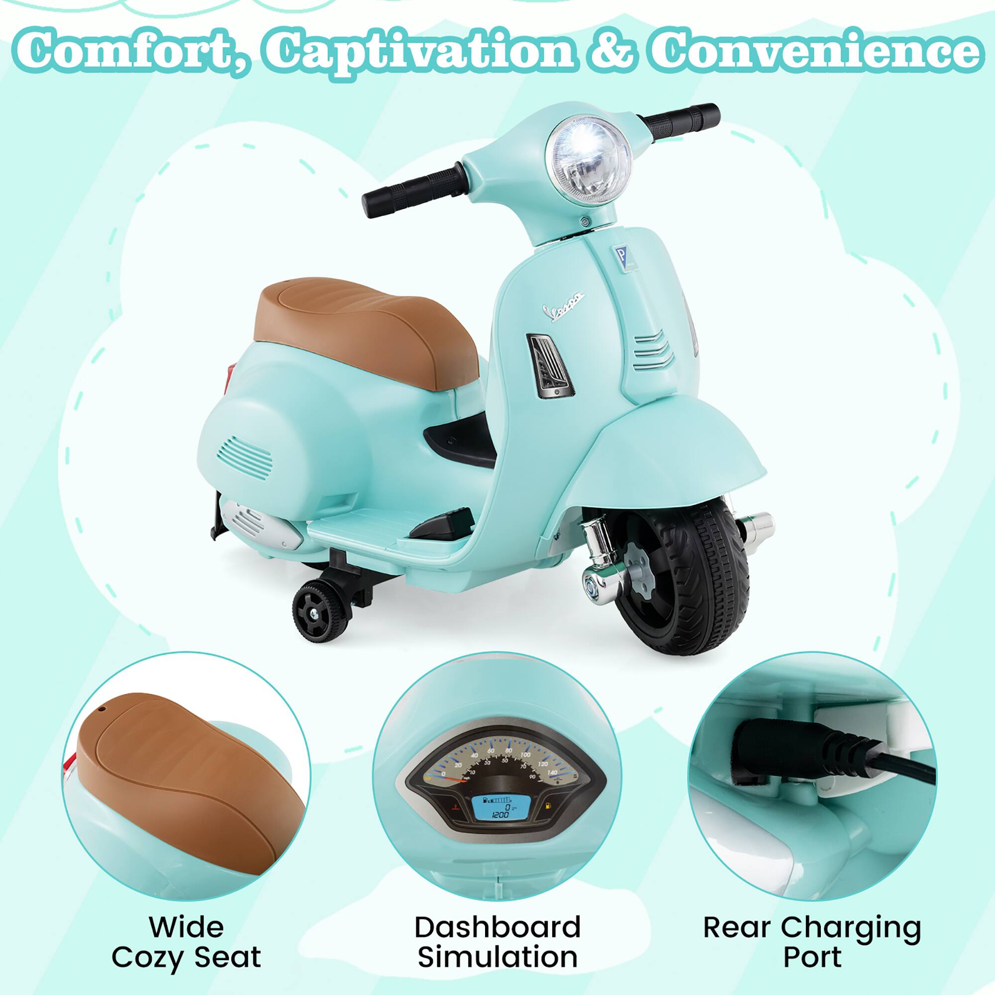 Comfort, Captivation & Convenience

- Wide Cozy Seat
- Dashboard Simulation
- Rear Charging Port