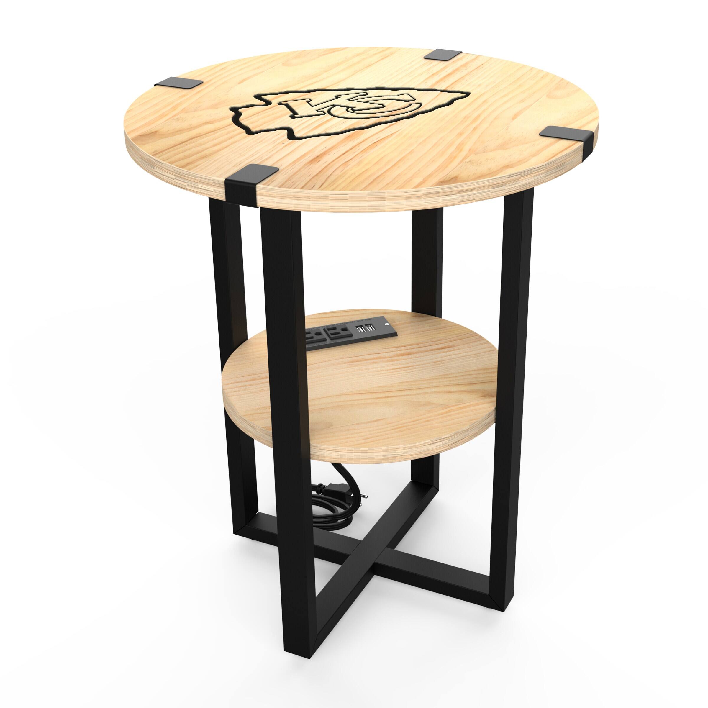 Front. Imperial - Kansas City Chiefs 18" Side Table with Charger - Multicolor.