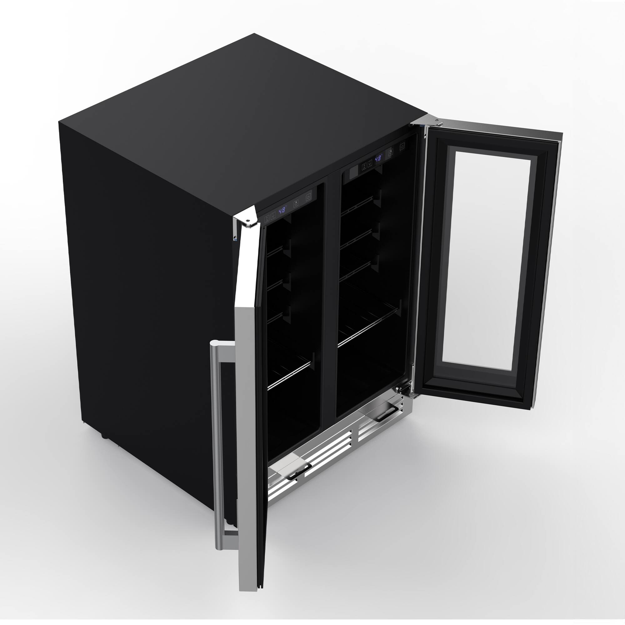 Alt View 2. FC Design - Fc Design 24 Inch French Door Wine Fridge- 42 Bottles Stainless Steel Wine Cooler - Silver.