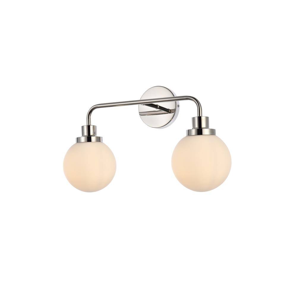 Alt View 2. Living District - Hanson 2 lights bath sconce in polished nickel with frosted shade - Polished Nickel And Frosted Shade.