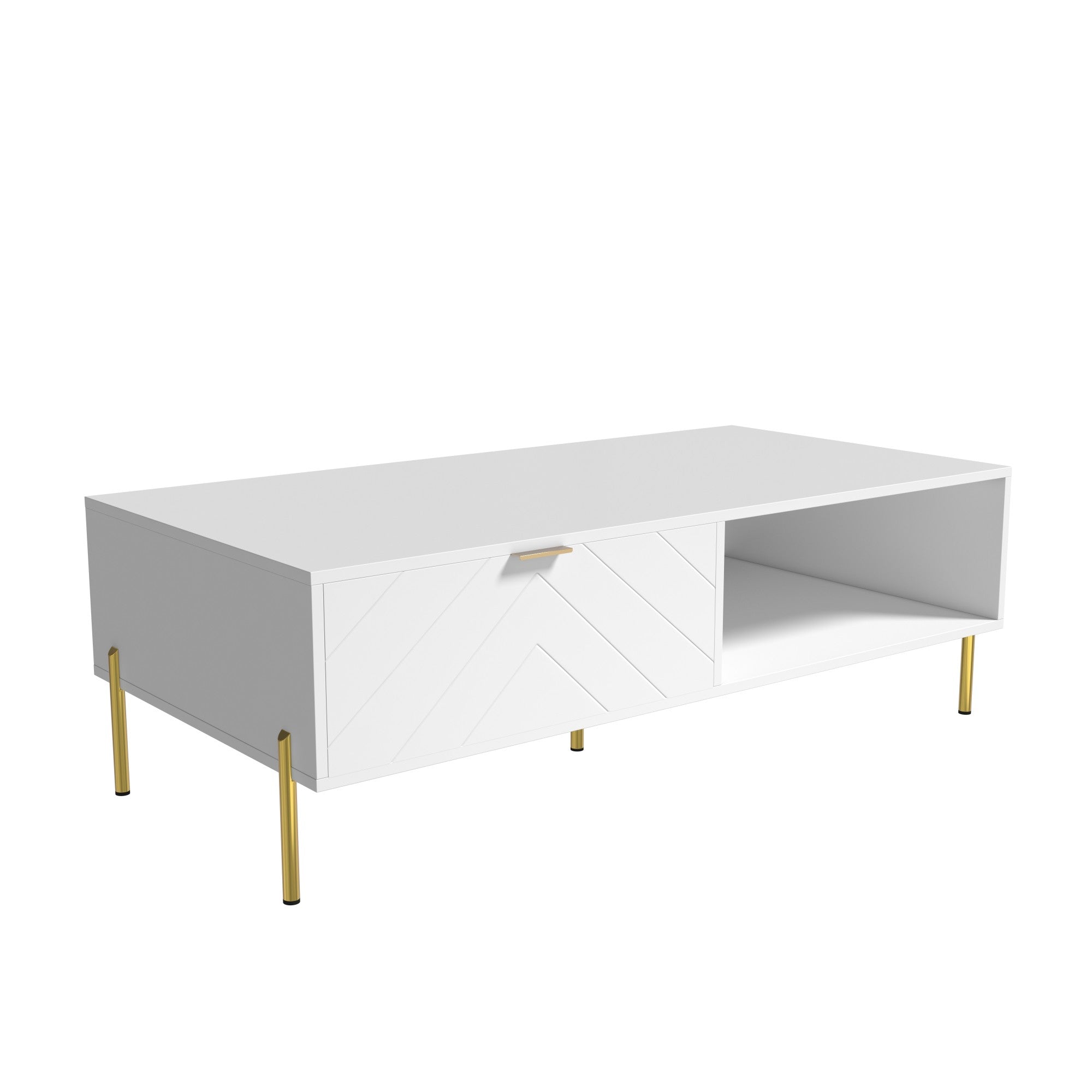 Alt View 8. Boyel Living - 47. 24 in Rectangle MDF Coffee Table Modern Accent Table with 2 Drawers and storage - White.