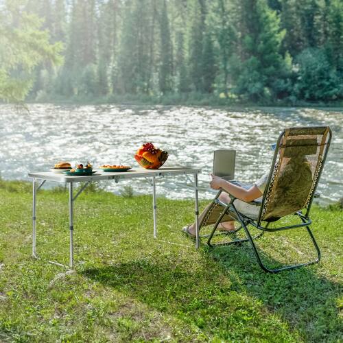 Alt View 7. Winado - 4FT Portable Camping Folding Table, Aluminum Table with Adjustable Height, 3 Fold Lightweight for Indoor Outdoor Party - White.