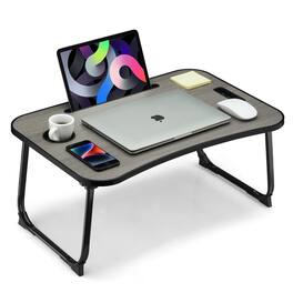 PARKER SLATER - Foldable Lap Desk Laptop Bed Portable Table With Cup Holder Tablet Slot Lifting Handle For Working Writing