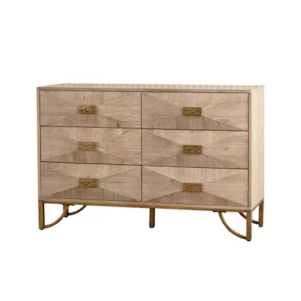 Front. Spaco - Spaco Modern 6 Drawers Dresser, Chests of Drawers, TV Stand, Light Wood Dresser for Bedroom, Living Room, Hallway - Natural Wood.