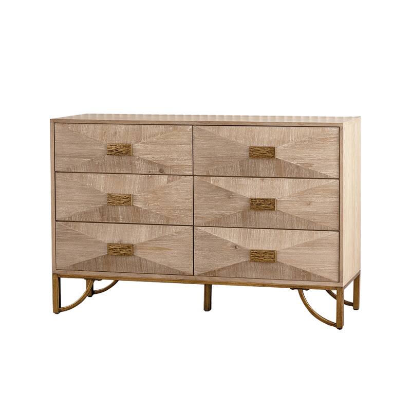 Front. Spaco - Spaco Modern 6 Drawers Dresser, Chests of Drawers, TV Stand, Light Wood Dresser for Bedroom, Living Room, Hallway - Natural Wood.