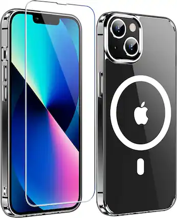 Front. Entronix - Entronix Magnetic Clear Case Bundle for iPhone 14 Plus with Screen Protector - Clear.