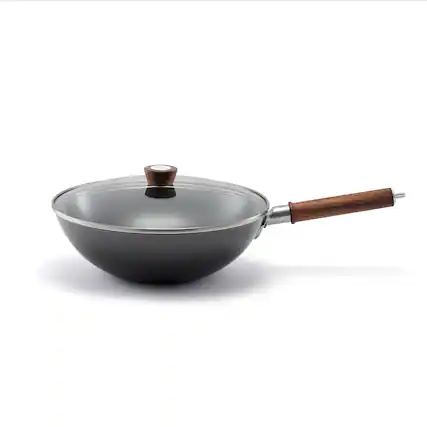 Front. ZWILLING - ZWILLING Dragon 12-inch Carbon Steel Wok with Lid - Black.