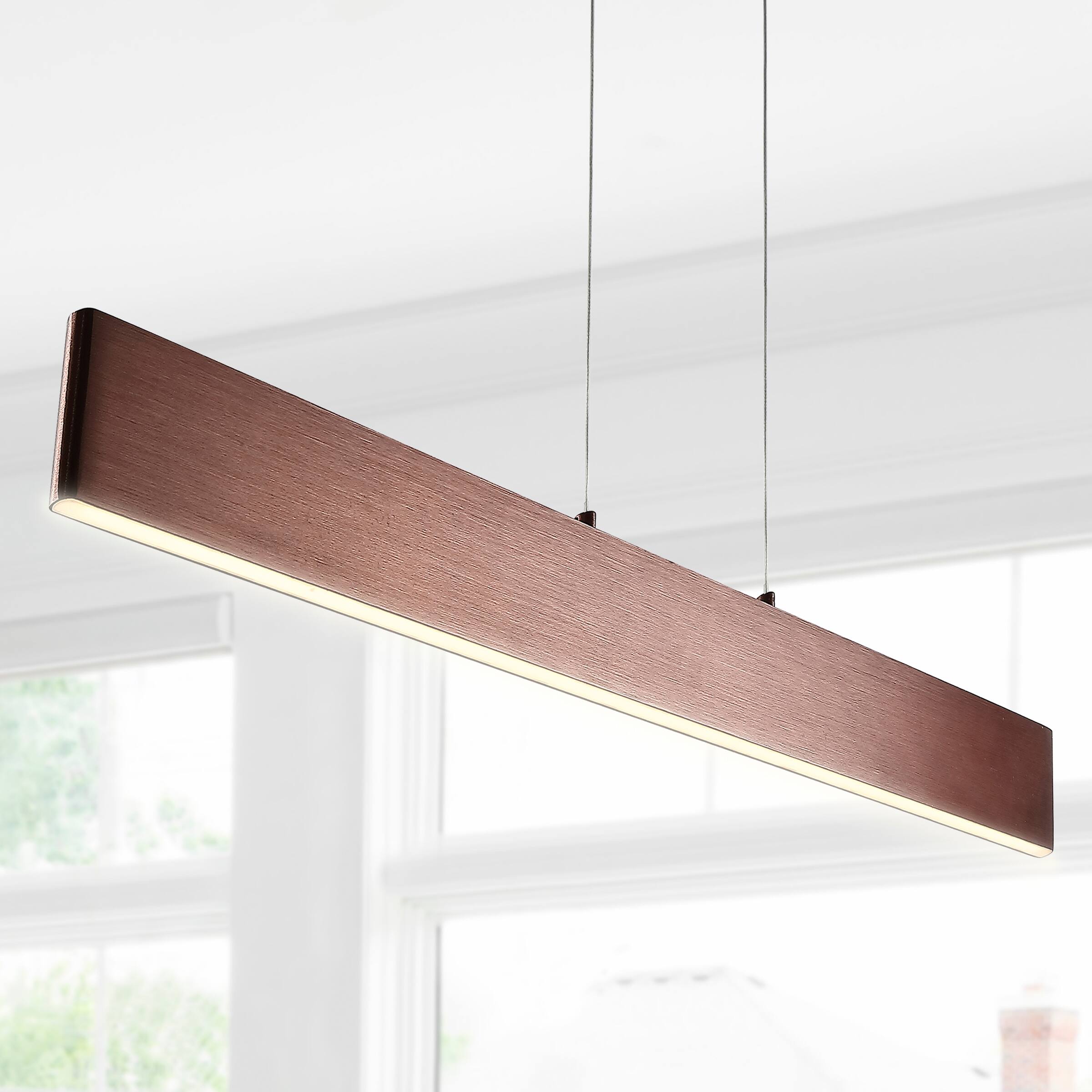 Alt View 1. Jonathan Y - Draper 40" Dimmable Adjustable Integrated LED Metal Linear Pendant, Anodized Bronze - Anodized Bronze.