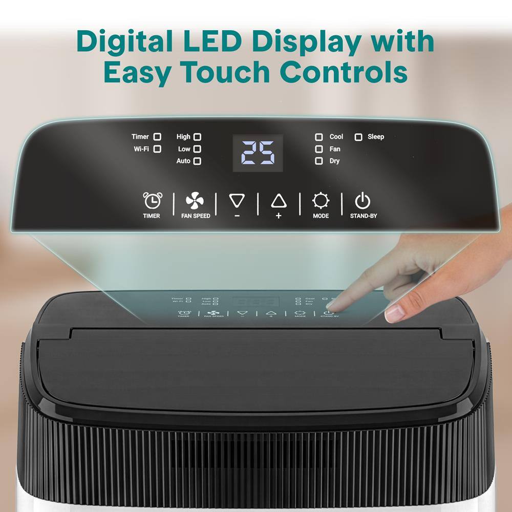 Digital LED Display with Easy Touch Controls

Timer Wi-Fi High Low Auto Cool Fan Dry Sleep

TIMER FAN SPEED + MODE STAND-BY