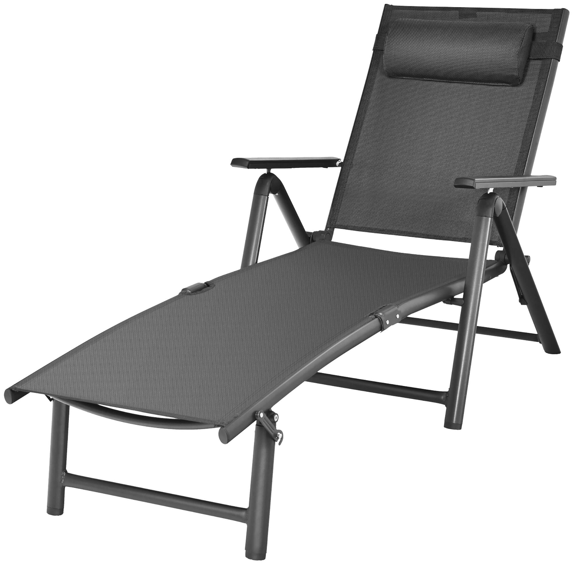 Alt View 9. GOPLUS - Goplus Outdoor Lounge Chair Chaise Reclining Aluminum Fabric Adjustable - Gray.