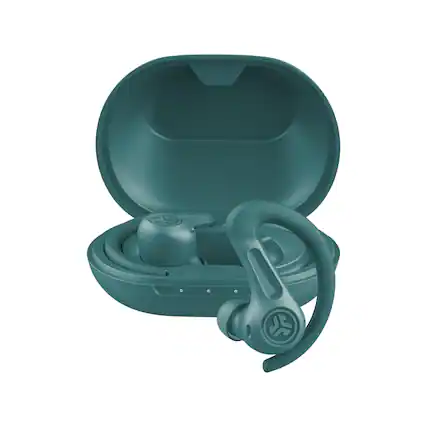 Front. JLab - JBuds Sport ANC 4 True Wireless Earbuds - Teal.