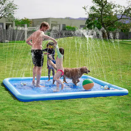 Front. Joyfy - 120" Non-Slip Splash Pad Sprinkler – Summer Water Toy for Kids, Toddlers & Dogs. Outdoor Backyard Party Fun.
