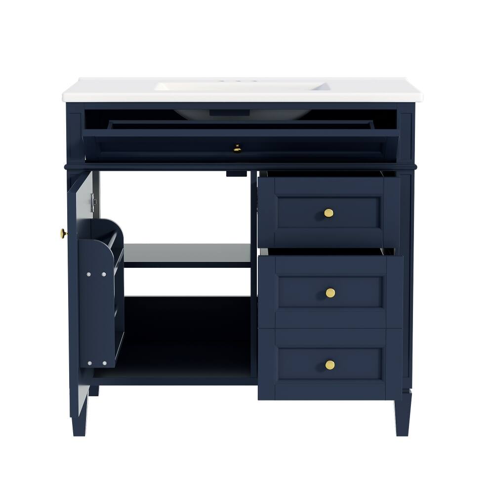 Alt View 8. Loheer - Loheer 36 inch bathroom vanity with sink Blue Modern Single Sink Cabinet - Blue.