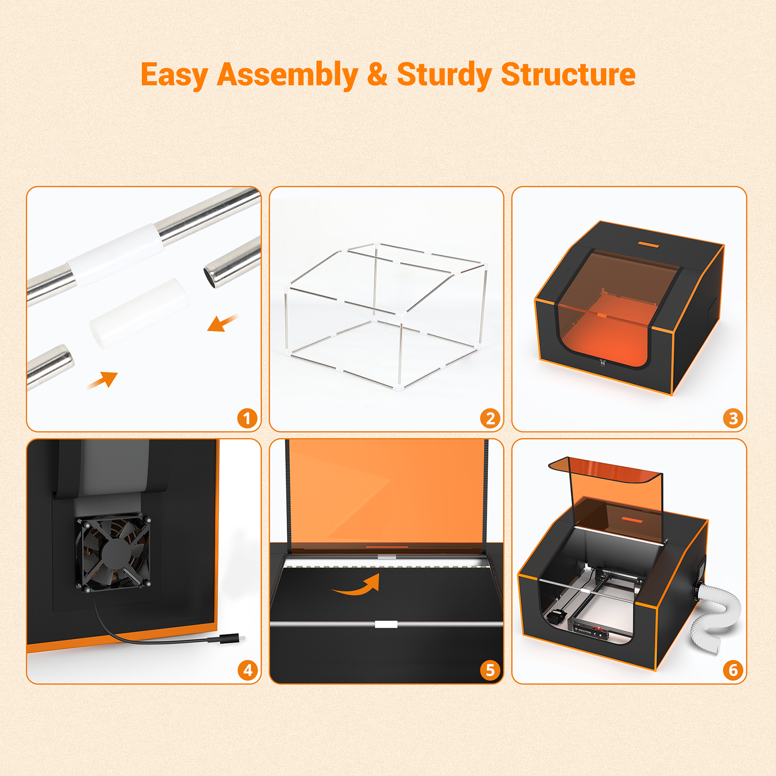 Easy Assembly & Sturdy Structure 1 2 3 4 5 6