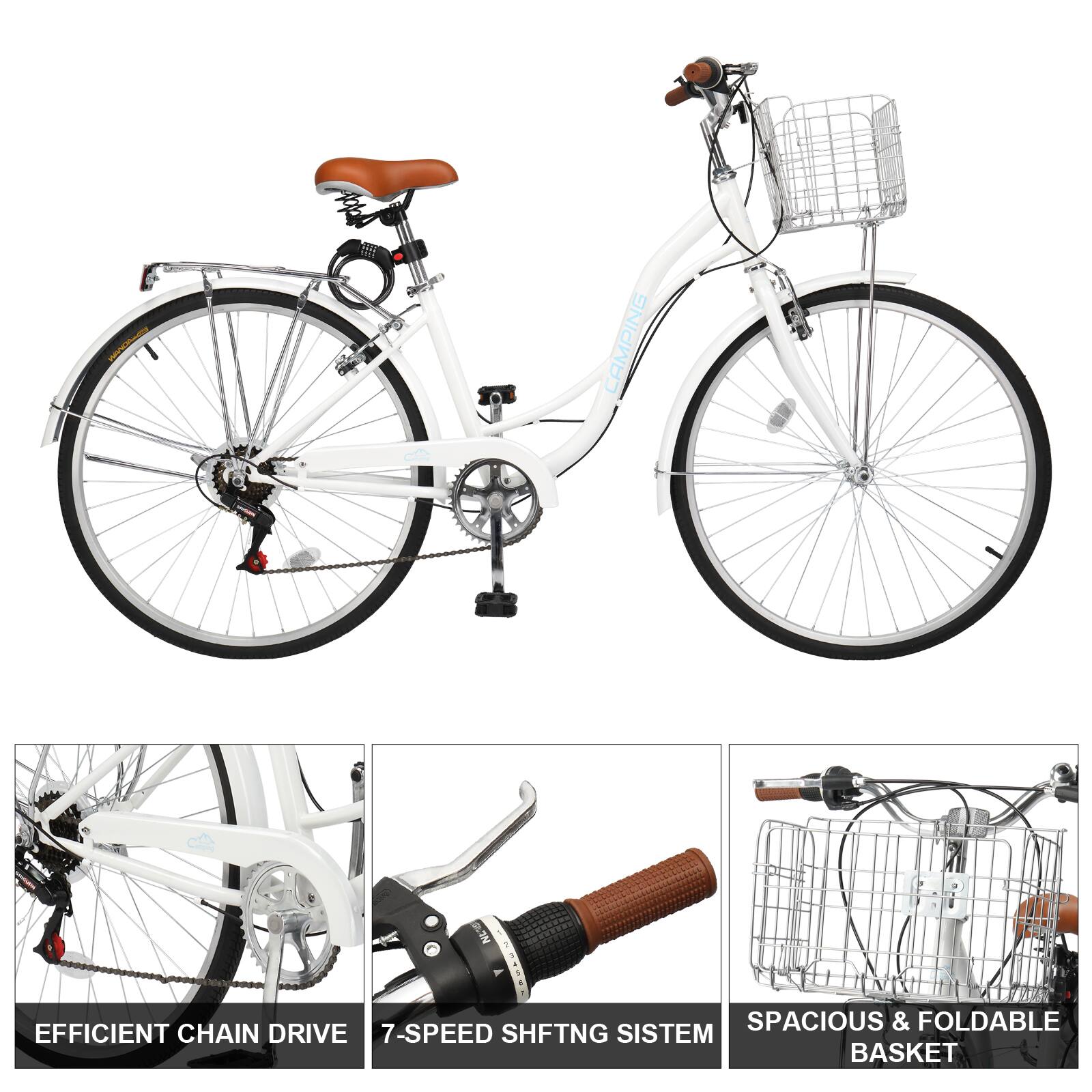 CAMPING

SPACIOUS & FOLDABLE BASKET

EFFICIENT CHAIN DRIVE

7-SPEED SHFTNG SISTEM