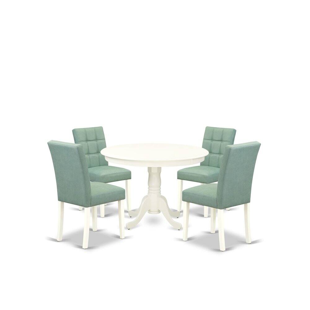 Angle. East West Furniture - 5 Piece Dining Room Table Set contain A Modern Kitchen Table - White.