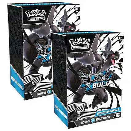 POKEMON TRADING CARD GAME 6+
SCARLET & VIOLET BLACK BOLT BOOSTER BUNDLE
INCLUDES 6 BOOSTER PACKS